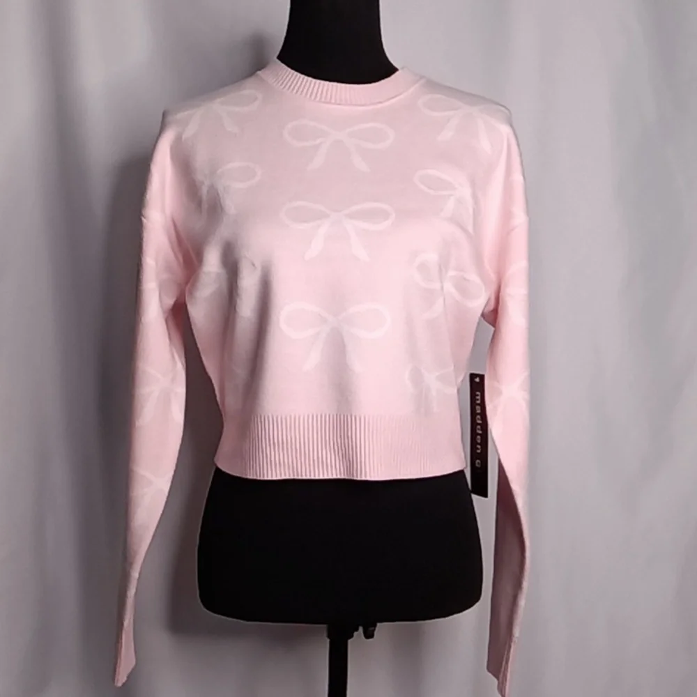 Madden Girl Pink 🩷 & White 🎀 Sweater